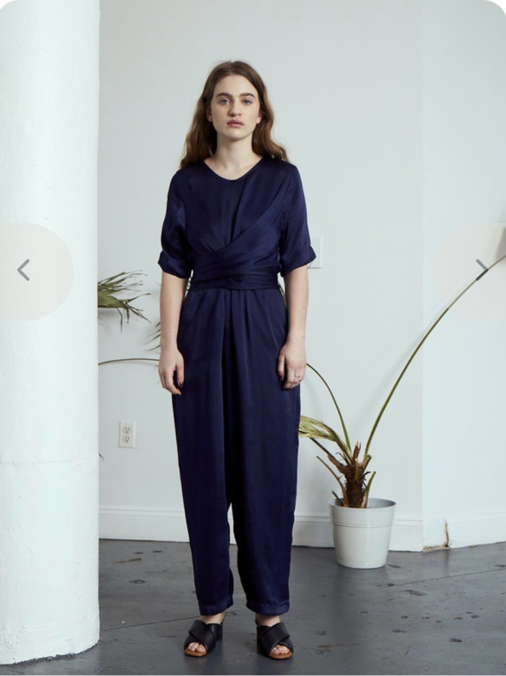 Rujuta Sheth Paris Silk Wrap Jumpsuit - Navy